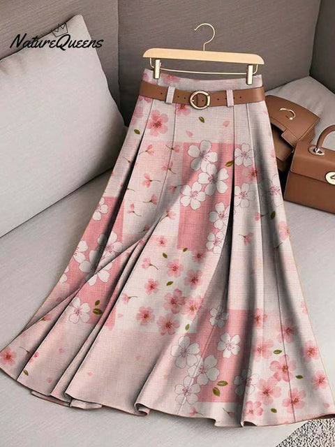 Women's Floral Pattern Art Print Casual Cotton Skirt
