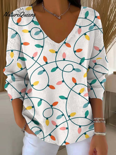 Women's Christmas Pattern Art Print Casual Pullover Sweater