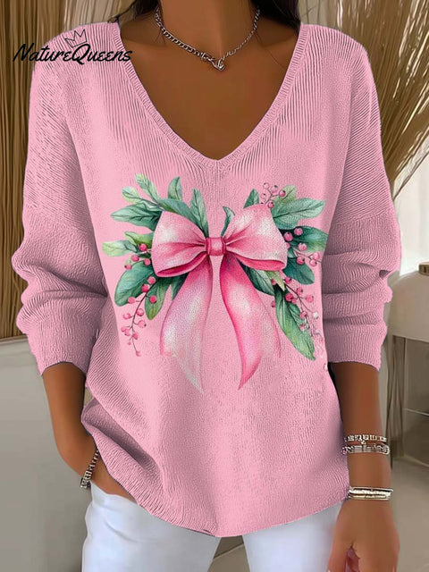 Women's Christmas Pattern Art Print Casual Pullover Sweater