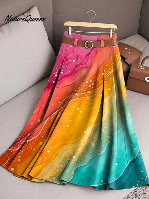 Women's Gradient Pattern Art Print Casual Cotton Skirt