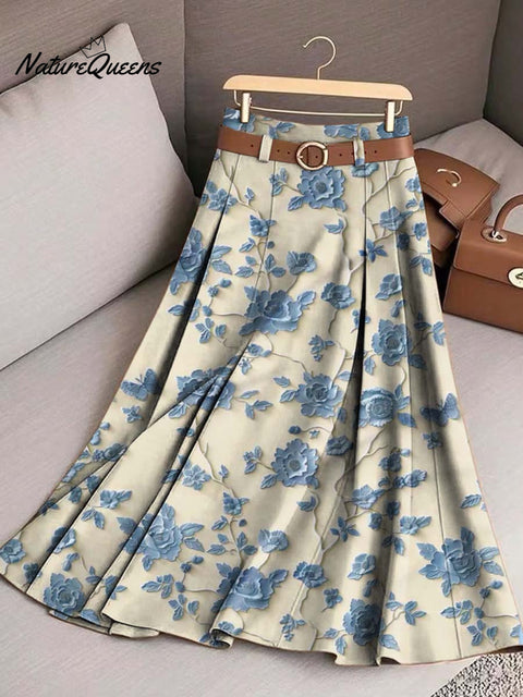 Women's Floral Art Print Casual Cotton Skirt