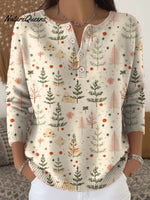 Women's Christmas Tree Art Print Buttoned Cardigan Sweater