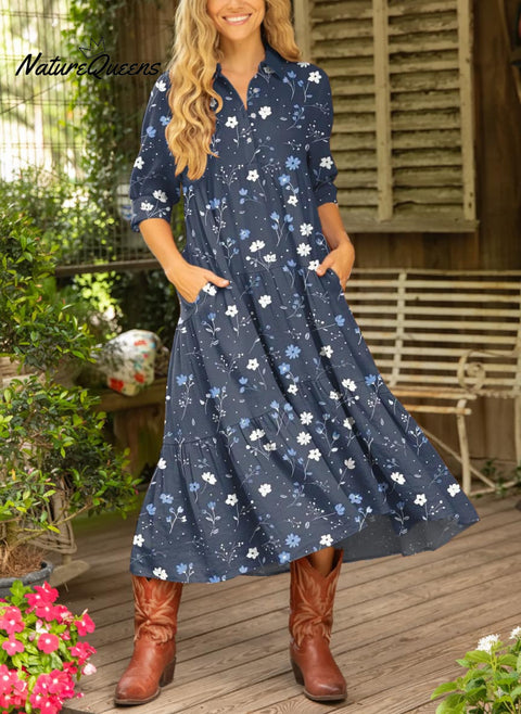 Women's Floral Pattern Art Print Cotton Dress