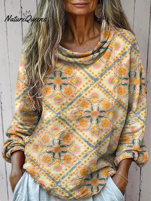 Women's Floral Art Print Casual Long Sleeve Comfortable Cotton Shirt