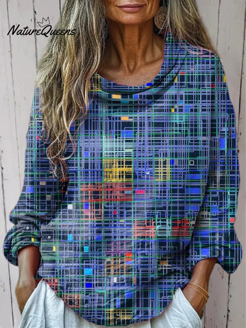 Women's Abstract Pattern Art Print Casual Long Sleeve Comfortable Cotton Shirt