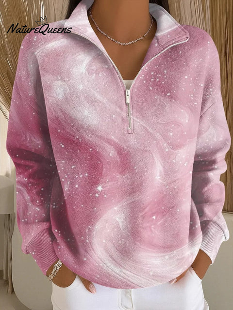 Women's Lovely Gradient Pattern Art Print Casual Long Sleeve Zip Sweatshirt