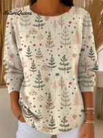 Women's Christmas Tree Art Print Casual Pullover Sweater