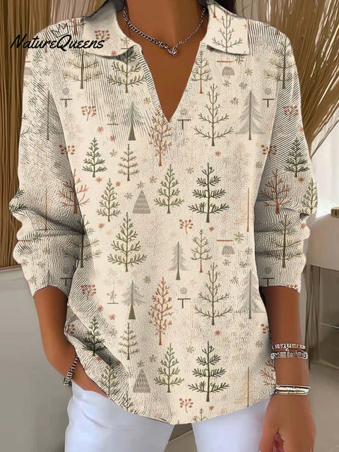 Women's Christmas Tree Art Printed Casual Sweater