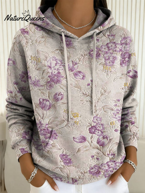 Women's Retro Floral Pattern Art Casual Cotton Sweatshirt