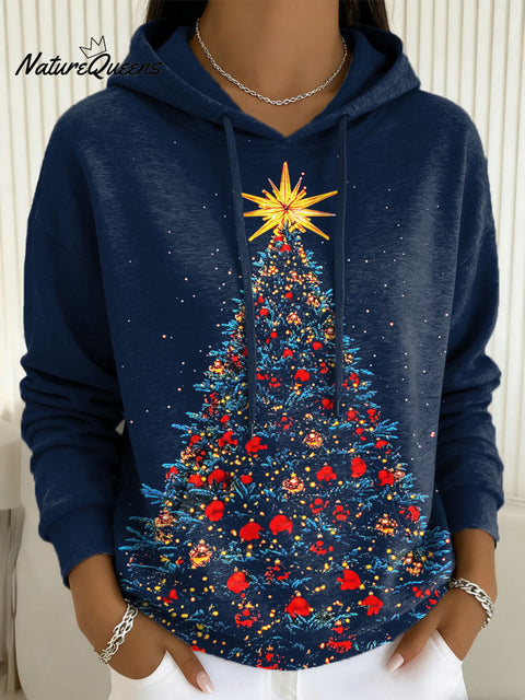 Women's Christmas Tree Pattern Art Casual Cotton Sweatshirt
