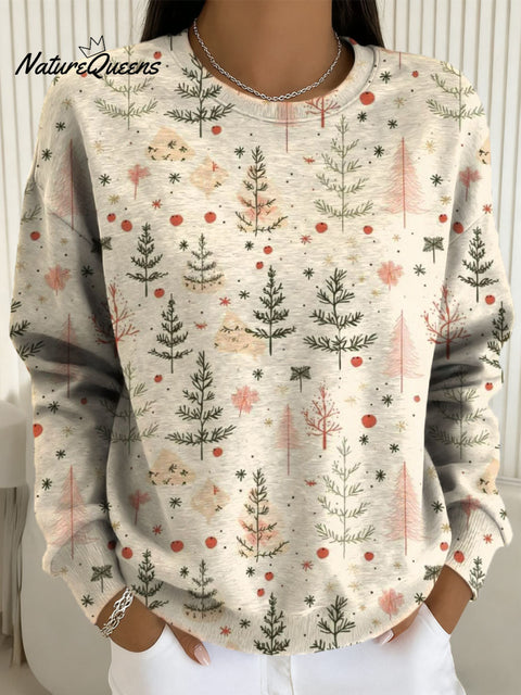 Women's Christmas Tree Pattern Art Print Casual Sweatshirt