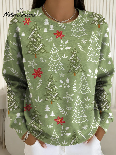 Women's Christmas Tree Pattern Art Print Casual Sweatshirt