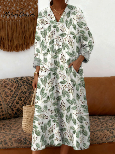 Women's Christmas Pattern Art Print Cotton Dress