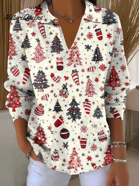 Women's Christmas Tree Art Printed Casual Sweater