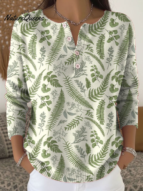 Women's Floral Pattern Art Print Buttoned Cardigan Sweater