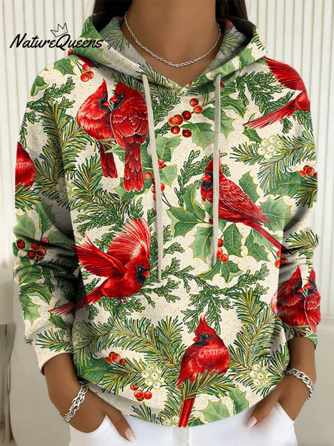 Women's Christmas Birds Pattern Art Print Casual Sweatshirt