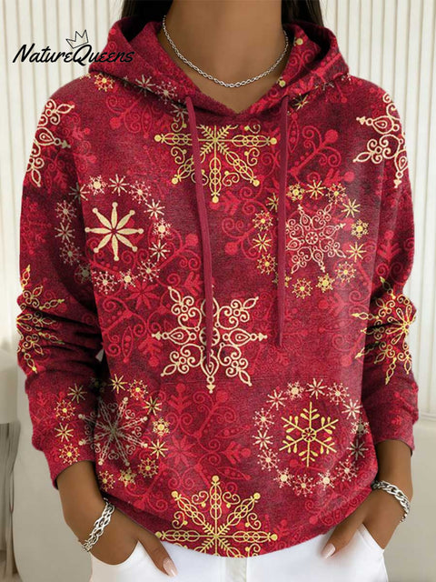 Women's Christmas Snowflake Pattern Art Print Casual Sweatshirt