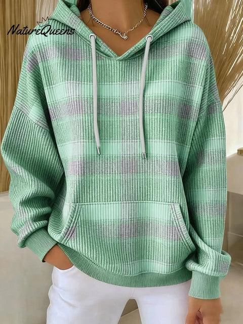 Women's Plaid Pattern Art Print Casual Sweatshirt