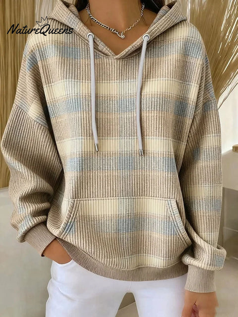 Women's Plaid Pattern Art Print Casual Sweatshirt