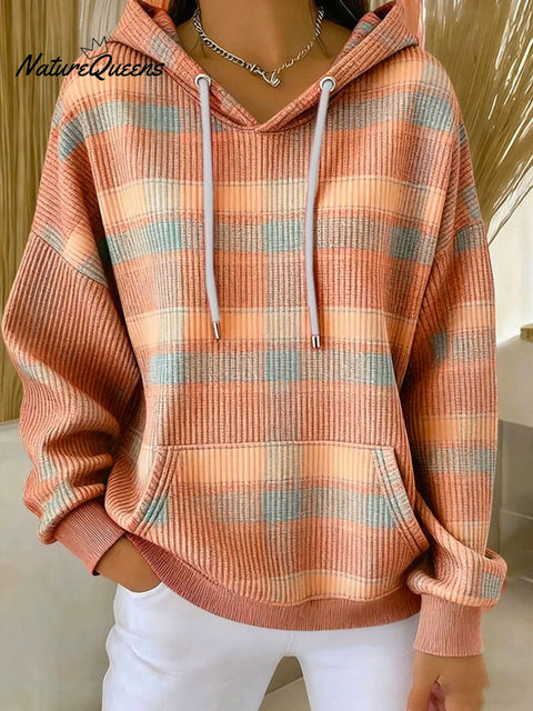 Women's Plaid Pattern Art Print Casual Sweatshirt