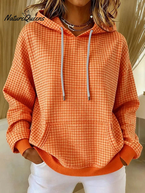 Women's Plaid Pattern Art Print Casual Sweatshirt