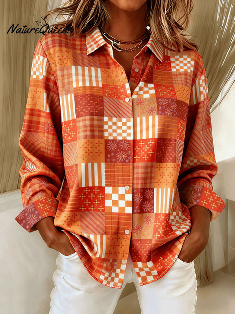 Women's Plaid Pattern Art Print Casual Cotton Shirt