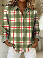 Women's Plaid Pattern Art Print Casual Cotton Shirt