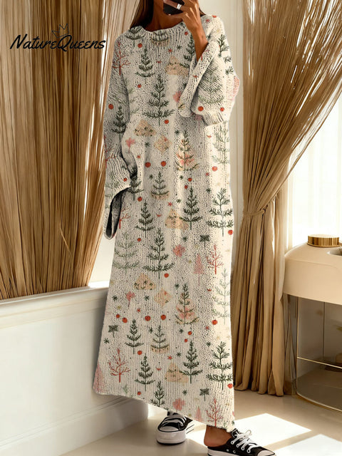 Women's Christmas Tree Art Print Casual Pullover Sweater