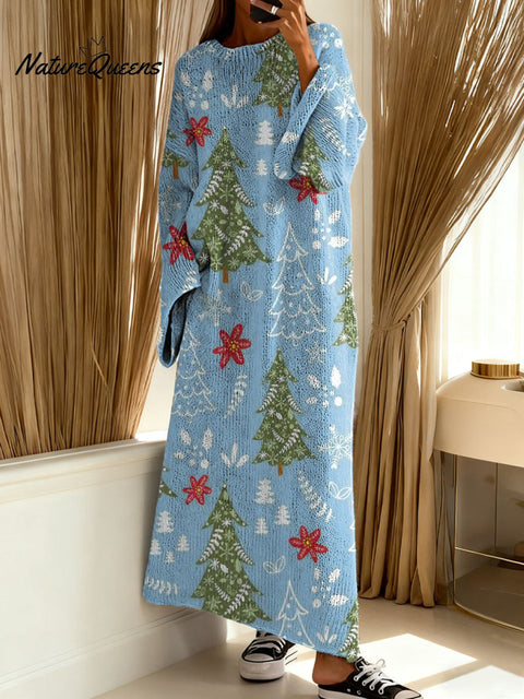 Women's Christmas Tree Art Print Casual Pullover Sweater