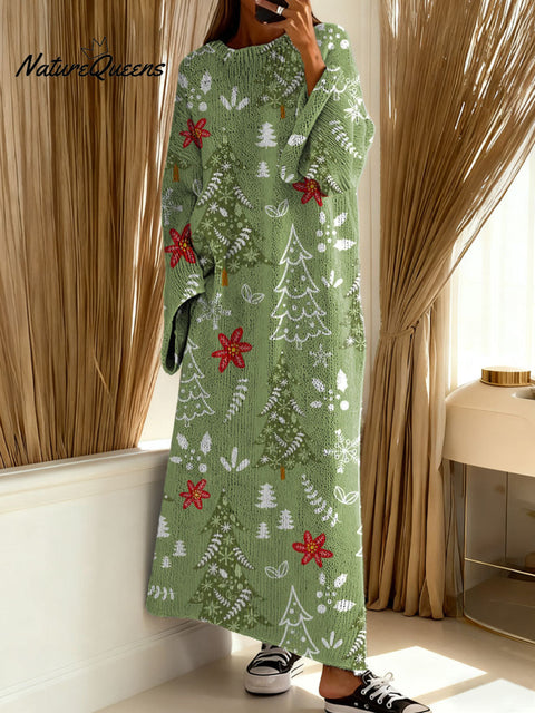 Women's Christmas Tree Art Print Casual Pullover Sweater