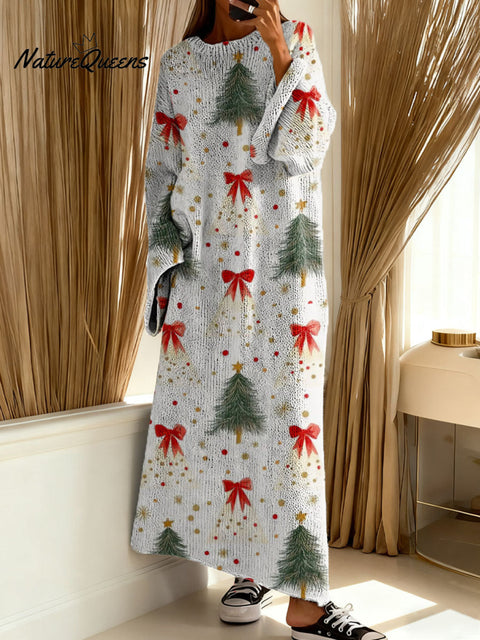 Women's Christmas Tree Art Print Casual Pullover Sweater