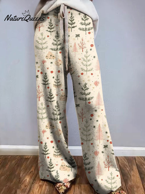 Women's Christmas Tree Art Printed Comfortable Knitted Trousers