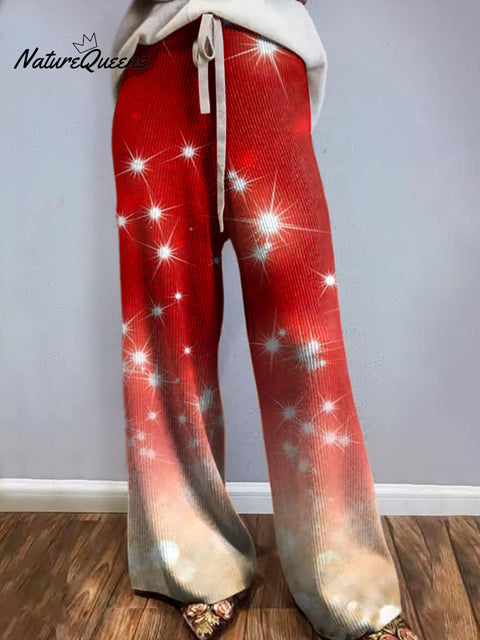 Women's Christmas Shiny Art Printed Comfortable Knitted Trousers