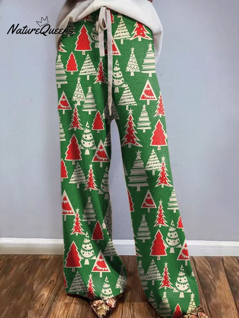 Women's Christmas Tree Art Printed Comfortable Knitted Trousers