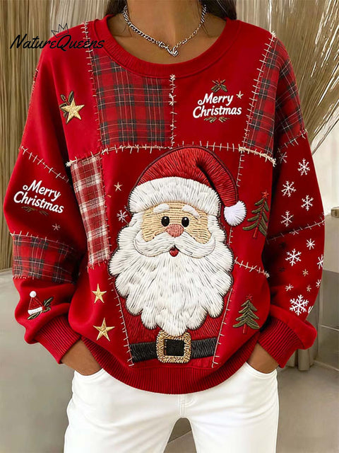 Women's Christmas Santa Art Print Casual Sweatshirt