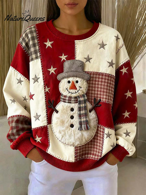Women's Christmas Snowman Pattern Art Print Casual Sweatshirt