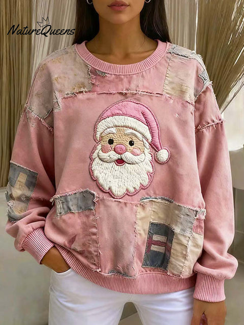 Women's Christmas Santa Art Print Casual Sweatshirt