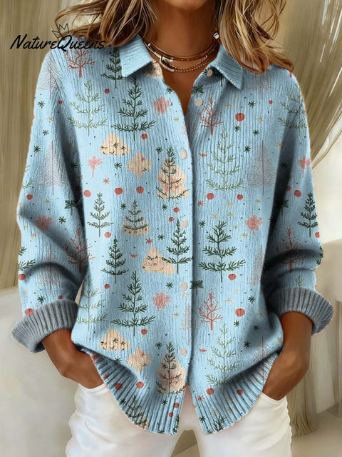 Women's Christmas Tree Pattern Art Print Sweater