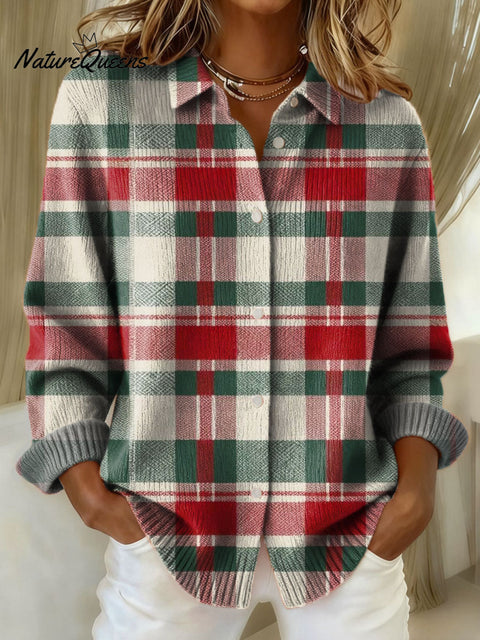 Women's Plaid Pattern Art Print Sweater
