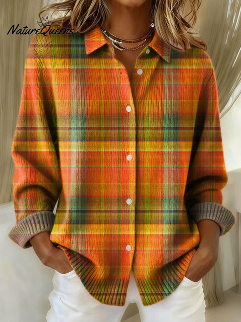 Women's Plaid Pattern Art Print Sweater