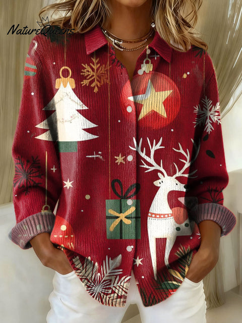 Women's Christmas Pattern Art Print Sweater