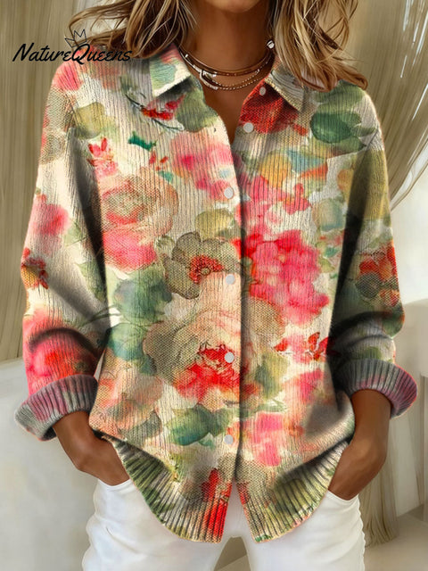 Women's Floral Pattern Art Print Sweater