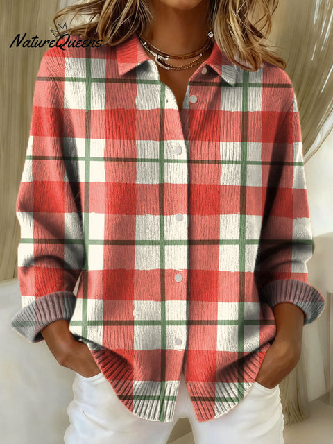 Women's Plaid Pattern Art Print Sweater