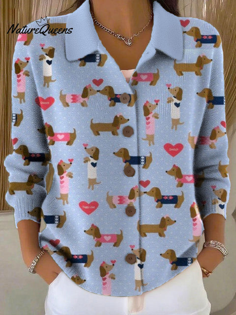 Women's Lovely Dogs Pattern Art Print Sweater