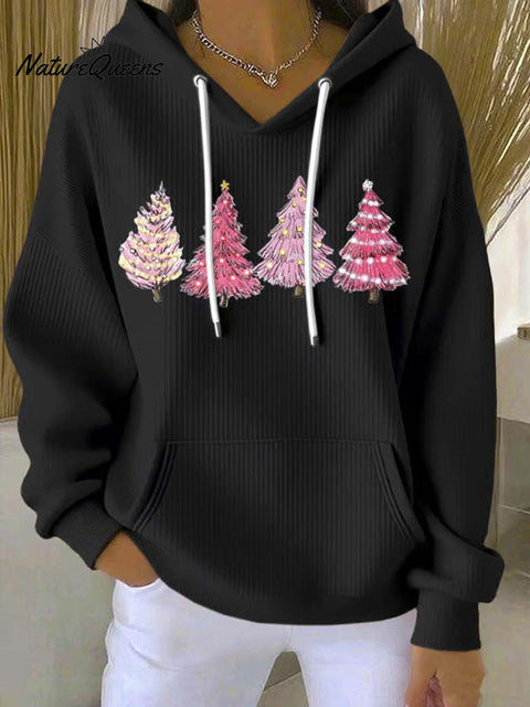 Women's Christmas Tree Art Print Casual Hoodie Sweatshirt