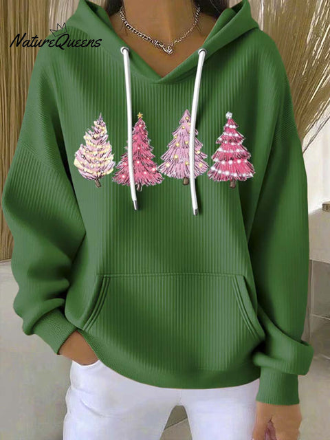 Women's Christmas Tree Art Print Casual Hoodie Sweatshirt