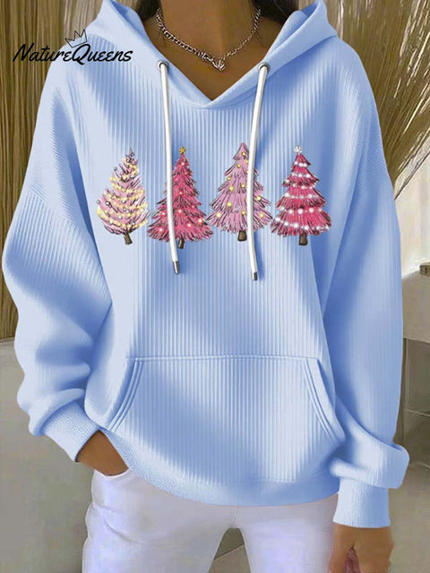Women's Christmas Tree Art Print Casual Hoodie Sweatshirt