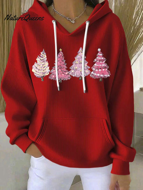 Women's Christmas Tree Art Print Casual Hoodie Sweatshirt
