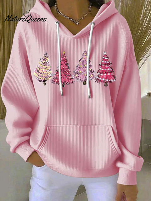 Women's Christmas Tree Art Print Casual Hoodie Sweatshirt