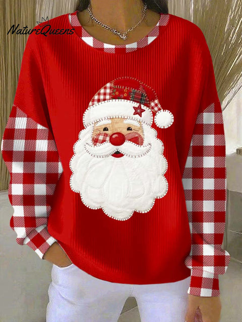 Women's Christmas Santa Art Print Casual Sweatshirt